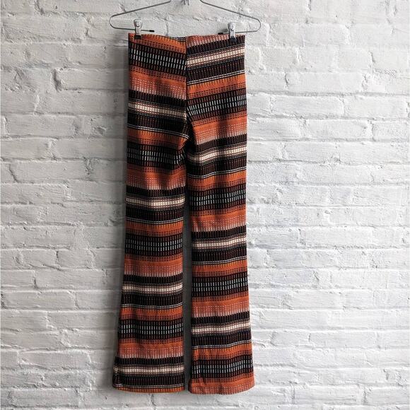 Urban Outfitters Retro Highwaist Flares Rust Earthtone Psychedelic Striped Pants - Picture 4 of 6
